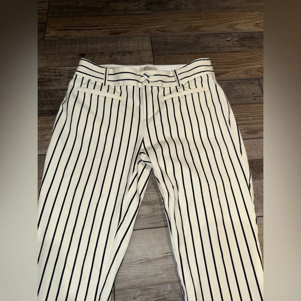 Anthropologie Size 4 EUC Striped Cream and Black Pants - Picture 2 of 8